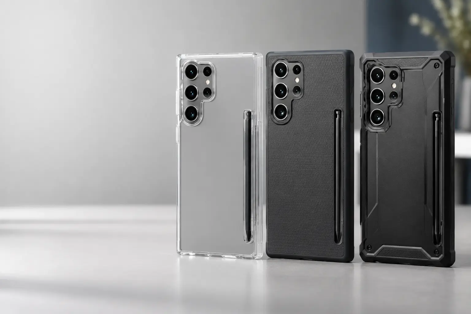 Clear, slim and rugged cases for a large Android smartphone