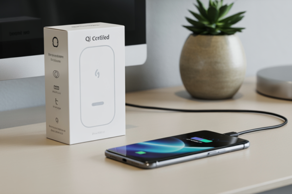 Certified magnetic charger and smartphone.
