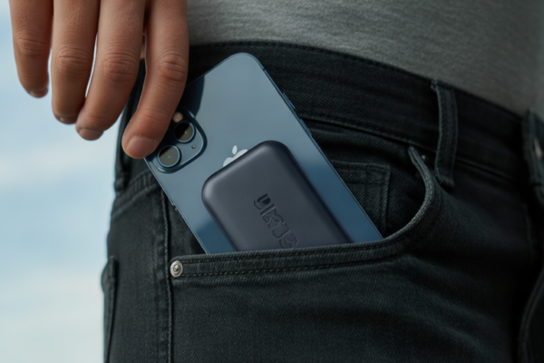 iPhone with slim MagSafe wallet in pocket