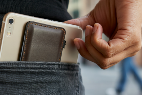 iPhone with MagSafe wallet in pocket